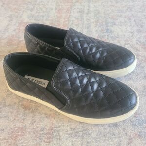 Steve Madden Black Quilted Slip-On Shoes
